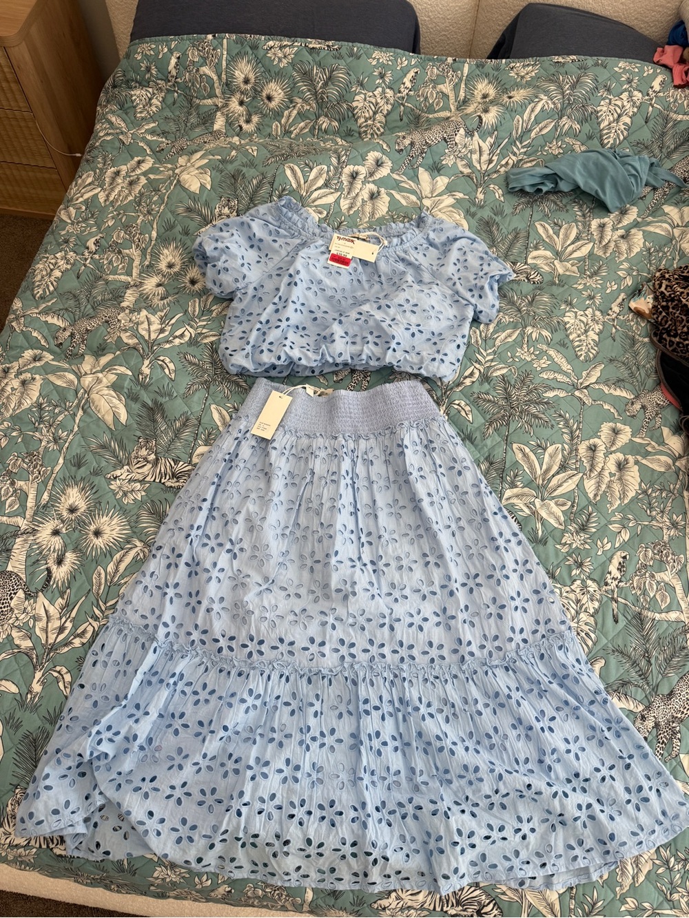 T.J.Maxx Light Blue Eyelet Two-Piece Set